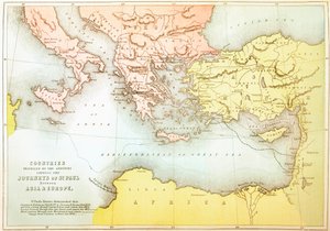 Lande rejst af apostlene og viser St. Pauls rejser mellem Asien og Europa af English School